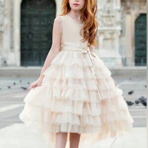 Geneva Petticoat Dress in Cream & Scarlet